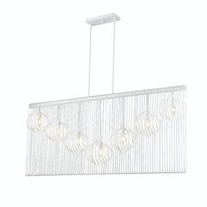 Contour 7-Light White Chandelier with Steel Shade