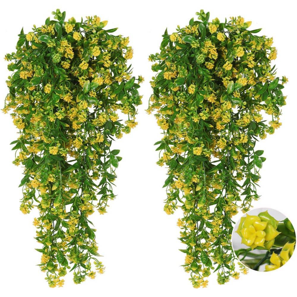 22.4 in. Yellow Indoor/Outdoor Artificial Rose Flowers YA4GTW