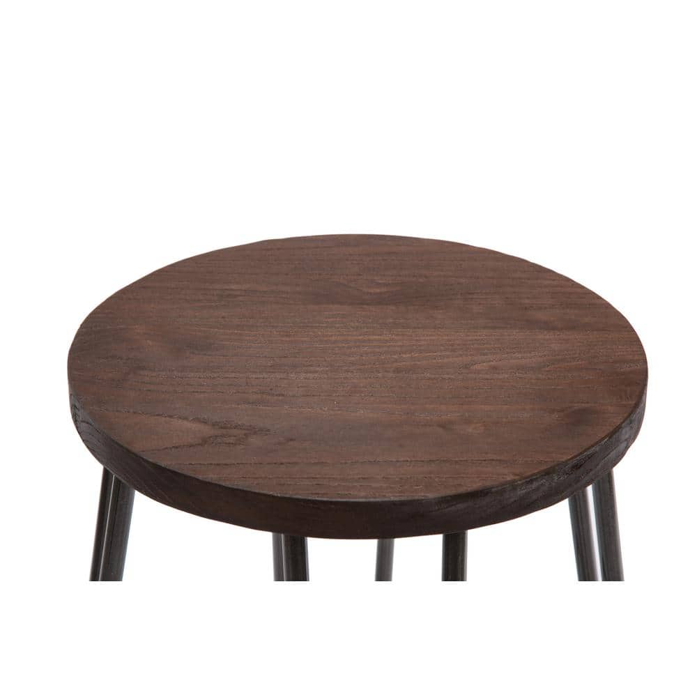 30" Quinn Natural Metal and Wood Backless Barstool