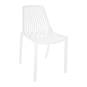 Acken Modern Stackable Dining Side Chair with Plastic Seat and Legs (White)