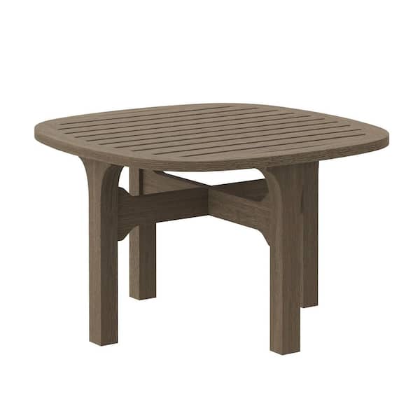 Saratoga Teak Outdoor Rounded Square Side Table in Weathered Gray