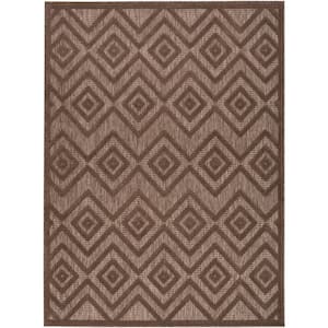 Versatile Brown 4 ft. x 6 ft. Diamond Contemporary Indoor/Outdoor Area Rug