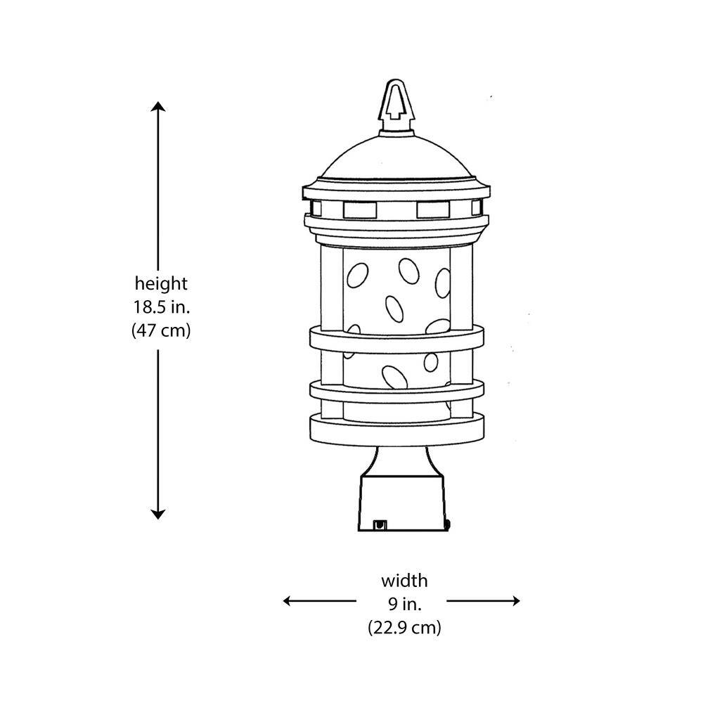 Mission Silica Water-Glass 18.5" Black Outdoor Post Lantern