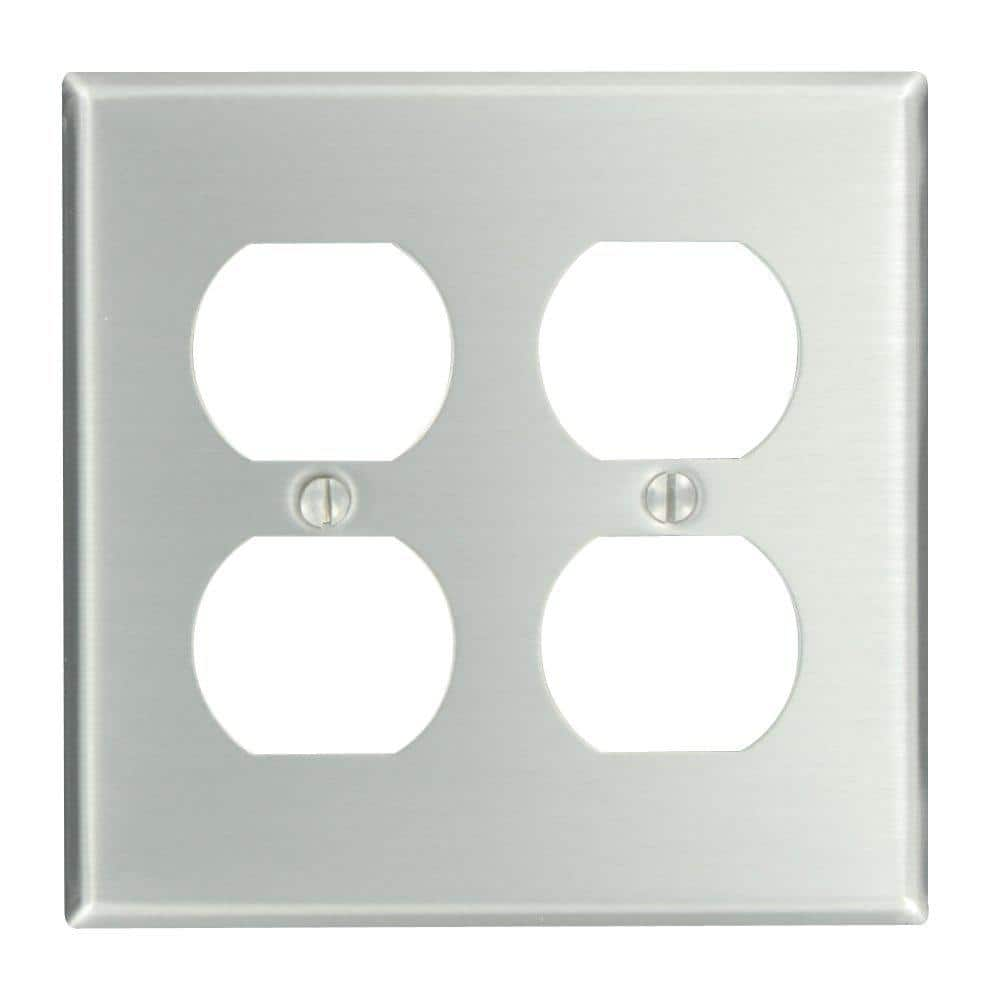 UPC 078477424308 product image for 2-Gang Aluminum Duplex Outlet/Receptacle Device Mount Standard Wall Plate  (1-Pa | upcitemdb.com