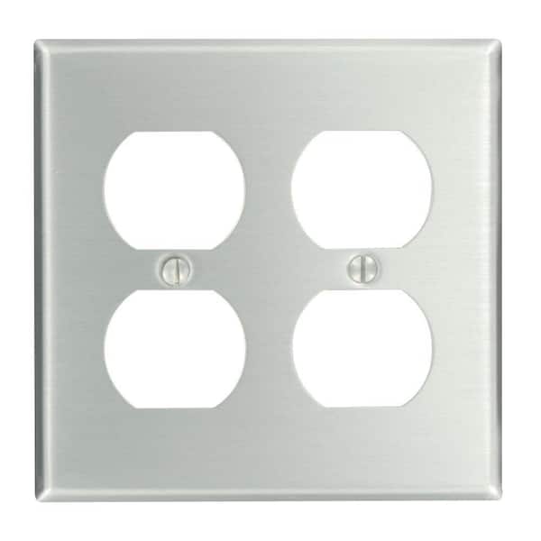 Leviton 2-Gang Aluminum Duplex Outlet/Receptacle Device Mount Standard Wall Plate  (1-Pack) 83016