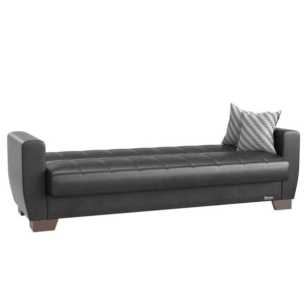 Buy Sanctuary Collection Convertible 84 in. Black Faux Leather 3Seater