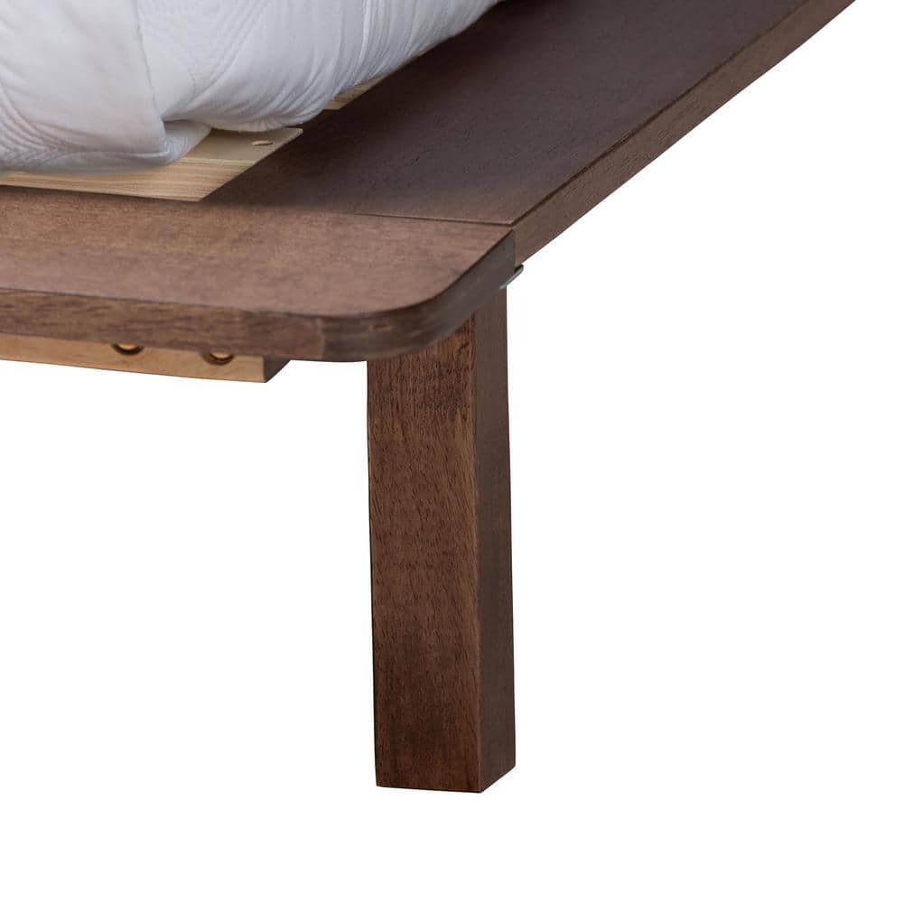 Alyssa Walnut Brown Wood Queen Platform Bed with Angled Headboard