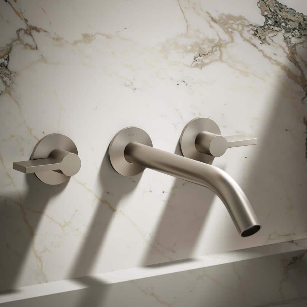Modern Wall-Mount Bathroom Sink Faucet in Vibrant Brushed Nickel