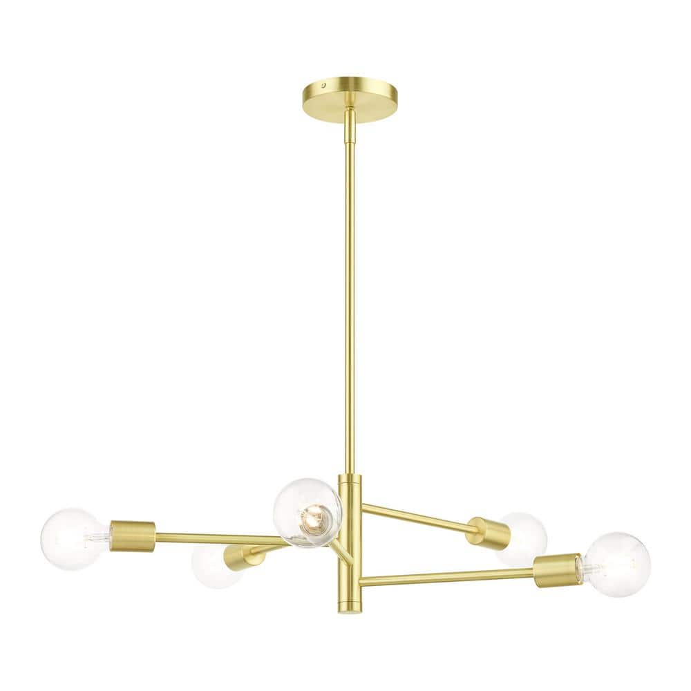 Bannister 5-Light Asymmetrical Satin Brass Chandelier