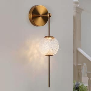 Cenlindes Modern 1-Light Plating Brass Dimmable Wall Sconce with Textured Glass Shade