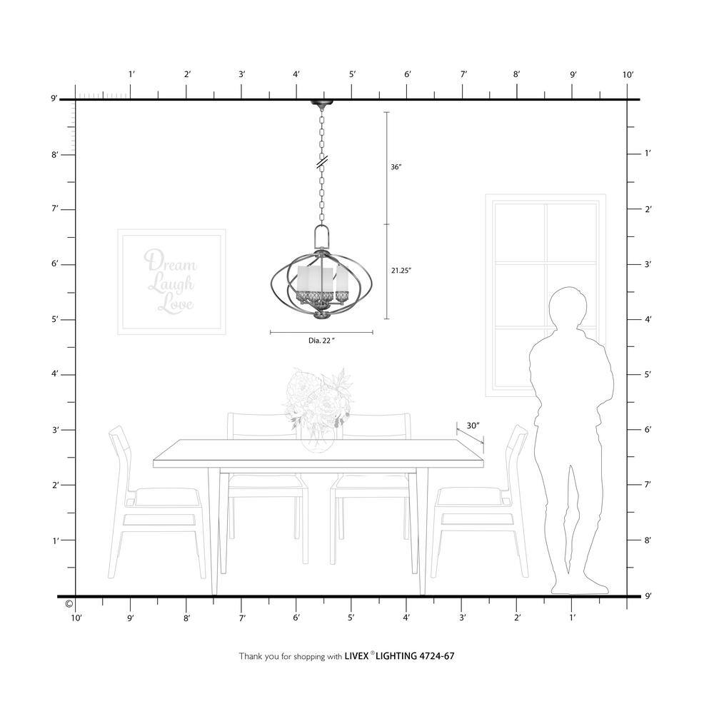 Olde Bronze 4-Light Chandelier with Satin White Glass