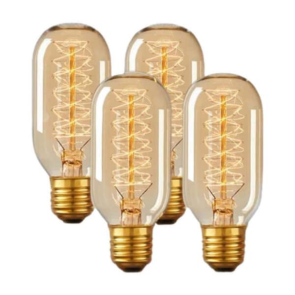 40W Equivalent Vintage T45 Dimmable Edison Incandescent Light Bulb 2700K, 4-Pack