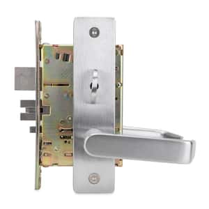 DXML Series Brushed Chrome Grade 1 Privacy Mortise Lock Door Handle with Escutcheon Right-Handed Lever
