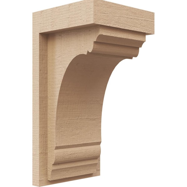 Ekena Millwork 4 in. x 8 in. x 4 in. Series 2 Wide Warren Rough Cedar Woodgrain Timberthane Polyurethane Corbel, Primed Tan