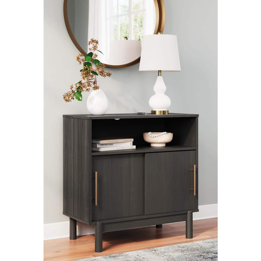 Brymont Dark Gray Wood Accent Cabinet with Goldtone Handles