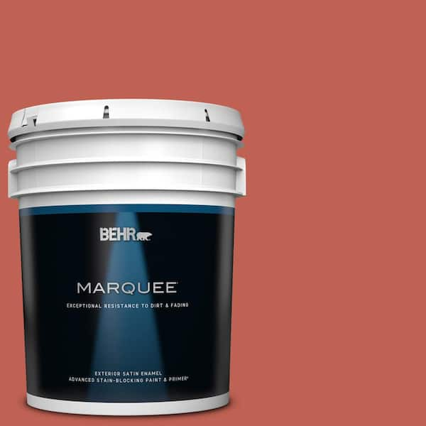 BEHR MARQUEE 5 gal. #190D-6 Red Jalapeno Satin Enamel Exterior Paint & Primer