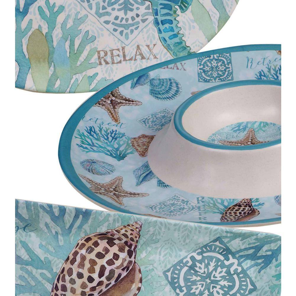 12-Piece Coastal Melamine Dinnerware Set with Animal Print