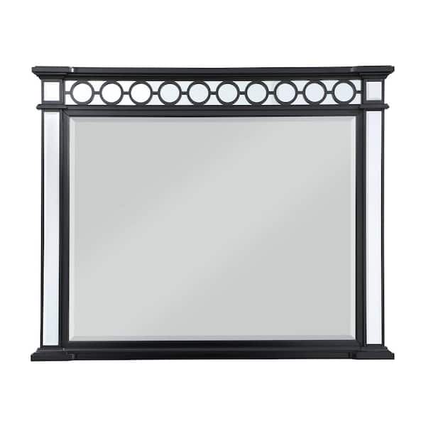 Acme Furniture Varian II 42 in. H x 52 in. W Rectangle Black and Silver Mirror
