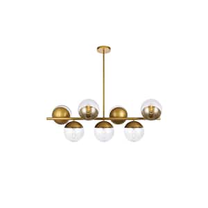 Timeless Home 43 in. 7-Light Brass and Clear Pendant Light, Bulbs Not Included