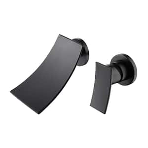 Arcs Waterfall Single Handle Wall Mounted Bathroom Faucet in Black