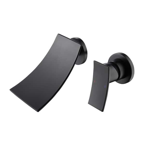 Zalerock Arcs Waterfall Single Handle Wall Mounted Bathroom Faucet in Black