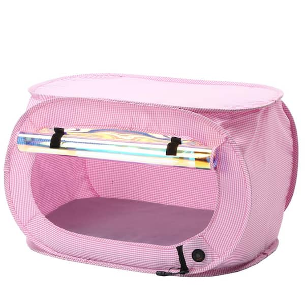 PET LIFE Pink Enterlude Electronic Heating Lightweight and Collapsible Pet Tent