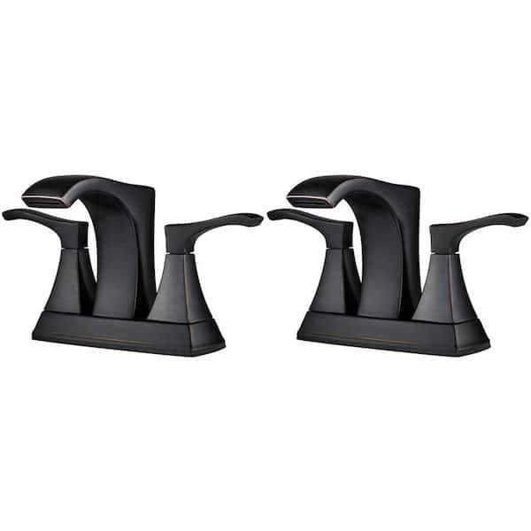 Pfister Venturi 4 in. Centerset 2-Handle Bathroom Faucet in Tuscan Bronze (2-Pack Combo)