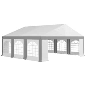 20 ft. x 20 ft. White and Gray Large Canopy Tent, Sun Shade Shelter, for Parties, Wedding, Outdoor Events, BBQ