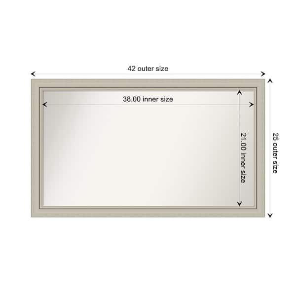 Amanti Art Romano Silver Narrow 41.75 in. x 24.75 in. Custom Non-Beveled Wood Framed Bathroom Vanity Wall Mirror