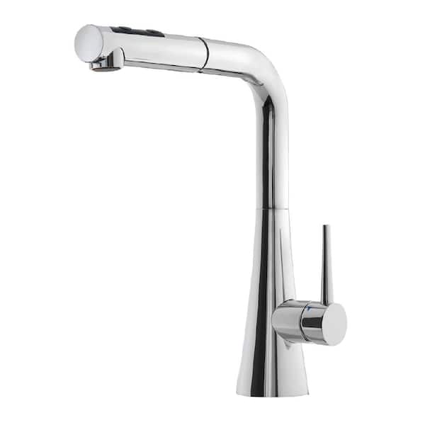 HOUZER Soma Single-Handle Pull Out Sprayer Kitchen Faucet with CeraDox Technology in Polished Chrome