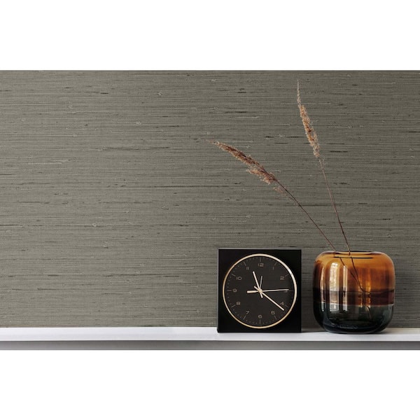 Black Pepper Seahaven Rush Cloth Unpasted Embossed Vinyl Wallpaper Roll 60.75 sq. ft.