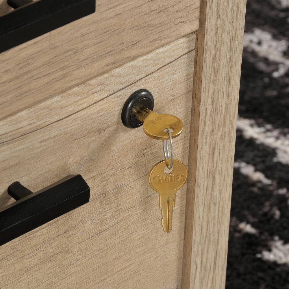 Executive Prime Oak Desk with Locking Drawers and Cord Management
