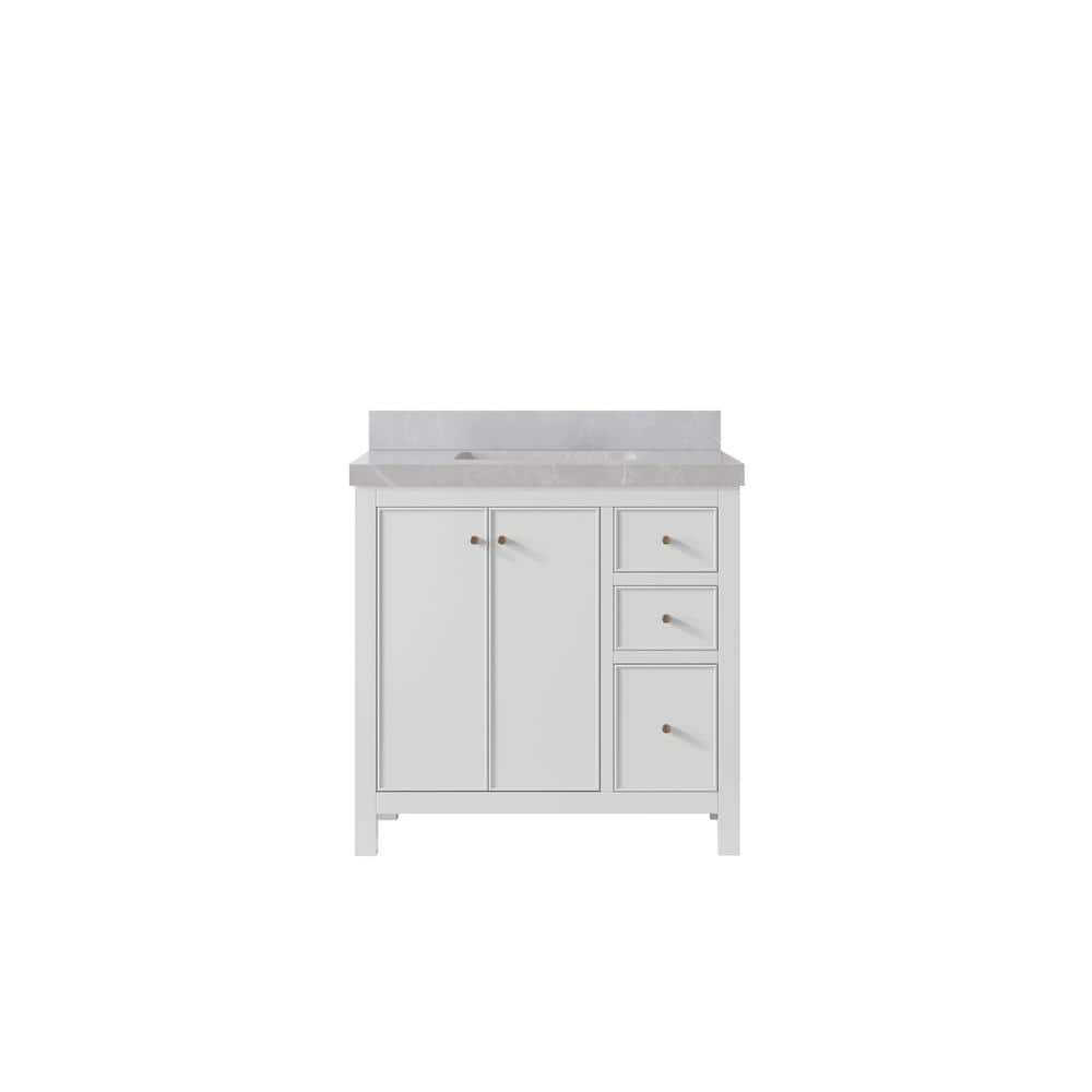 Chicago 36 in. Single Sink Freestanding White Bath Vanity with Pearl Gray Qt. Top Unassembled price history on PriceWatchPro