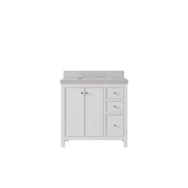 Willow Collections Chicago 36 in. Single Sink Freestanding White Bath Vanity with Pearl Gray Qt. Top Unassembled