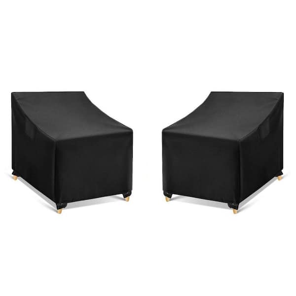 33 in. W x 34 in. D x 31 in. H Black Heavy Duty Outdoor Chair Cover (2 Pack)