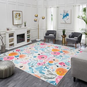 Watercolor Floral Multi 10 ft. x 10 ft. Floral Area Rug