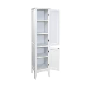 15.35 in. W x 15.35 in. D x 62.99 in. H White Freestanding Linen Cabinets Storage Cabinet with 2 Shutter Doors;5-Shelves