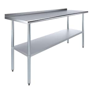 24 in. x 72 in. Stainless Steel Work Table with 1.5 in. Backsplash