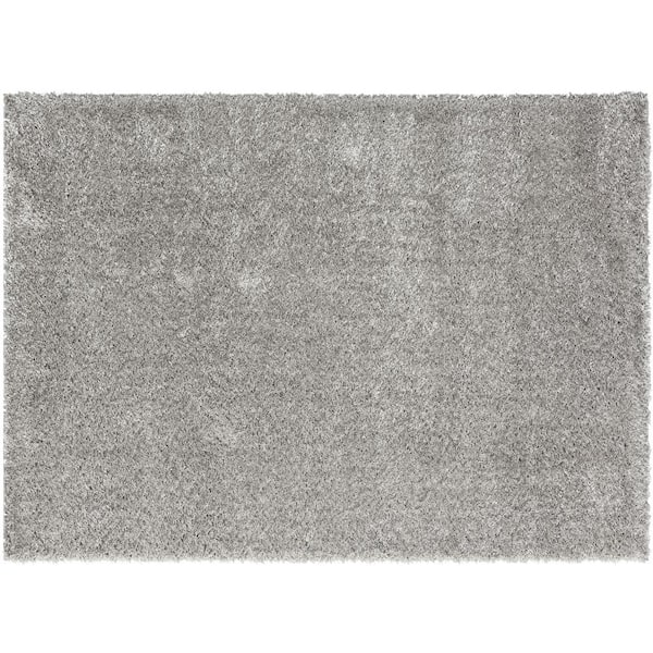 LUXE WEAVERS Plush Collection Silver 5x7 Fuzzy Solid Shag Polypropylene Area Rug