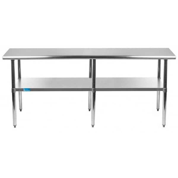 AMGOOD 14 in. x 96 in. Stainless Steel Kitchen Utility Table with Adjustable Bottom Shelf