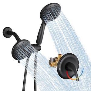 Simple Single-Handle 5-Spray Shower Faucet with 4.7 in. Wall Mount DualShower Heads in Black (Valve Included)