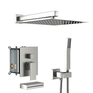 ACAD 2-Spray Patterns with 1.8 GPM 12 in. Wall Mount Dual Shower Heads in Brushed Nickel