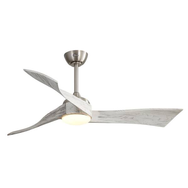 Sofucor 52 In Integrated Led Indoor Outdoor Brushed Nickel Ceiling Fan With Light Kit And