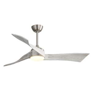 52 in. Integrated LED Indoor/Outdoor Brushed Nickel Ceiling Fan with Light Kit and Remote Control