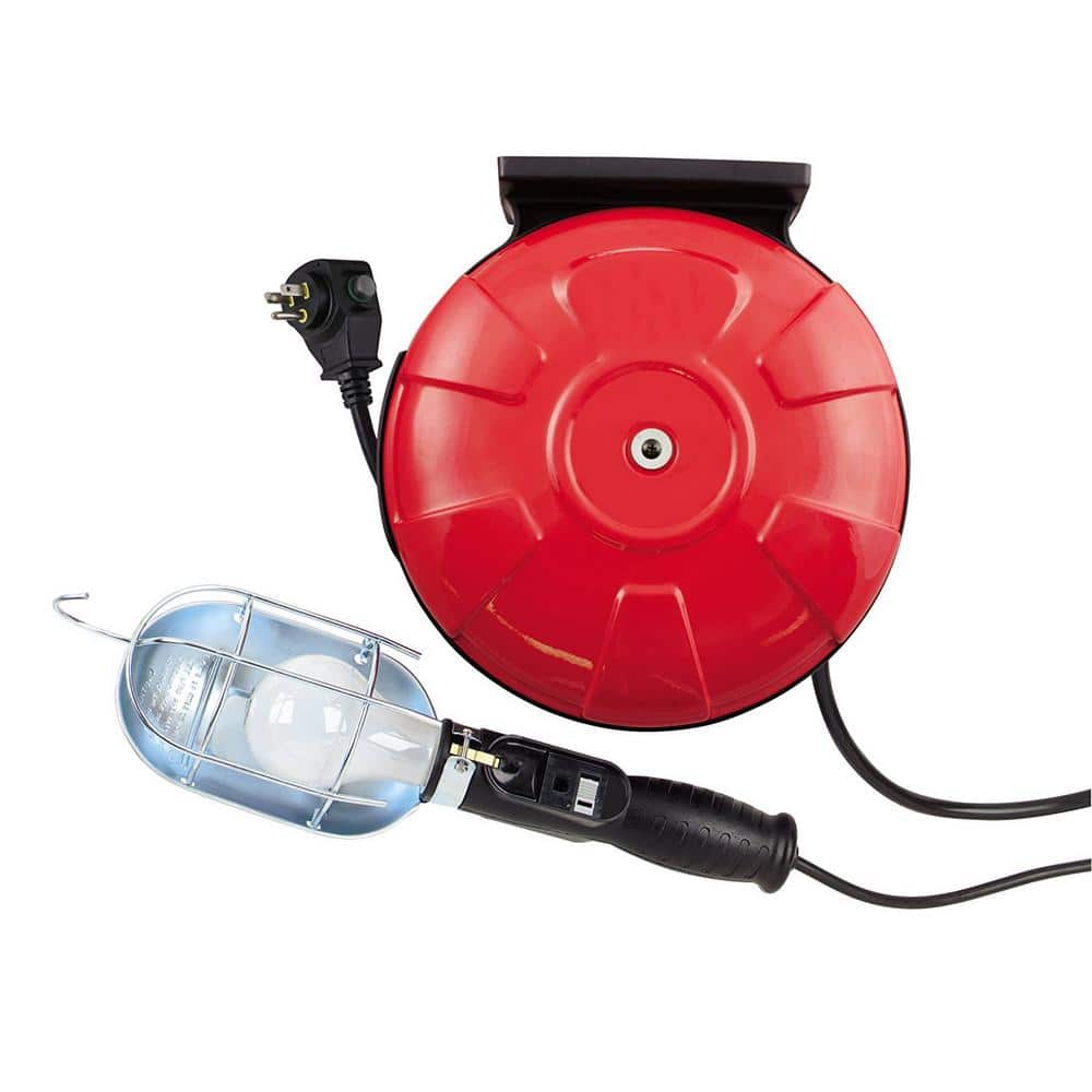 Drop Light On Retractable 50 Ft Electric Cord Reel