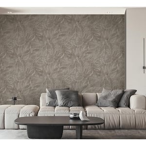 Aspen Stone Grey Leaf Wallpaper Sample