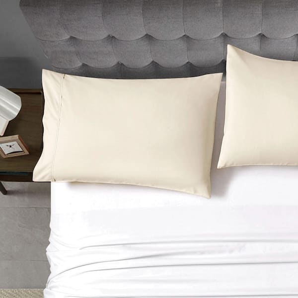 Standard (20in. x 30in.) Cream Ultra Soft Polyester Polyester Home Essential Pillowcases 2--pieces Set