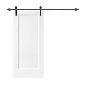 30 in. x 80 in. 1-Panel White Stained Composite MDF Interior Sliding Barn Door with Hardware Kit