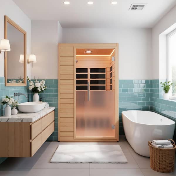 SaunaSpa Indoor 2-Person Infrared Cabin Sauna with Canadian