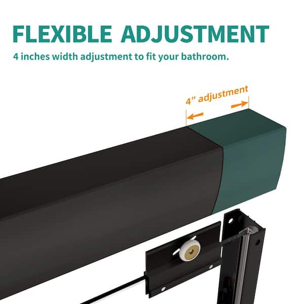 56 to 60 in. W x 58 in. H Double Sliding Framed Tub Door in Matte Black with 1/4 in. Easy-Clean Clear Tempered Glass